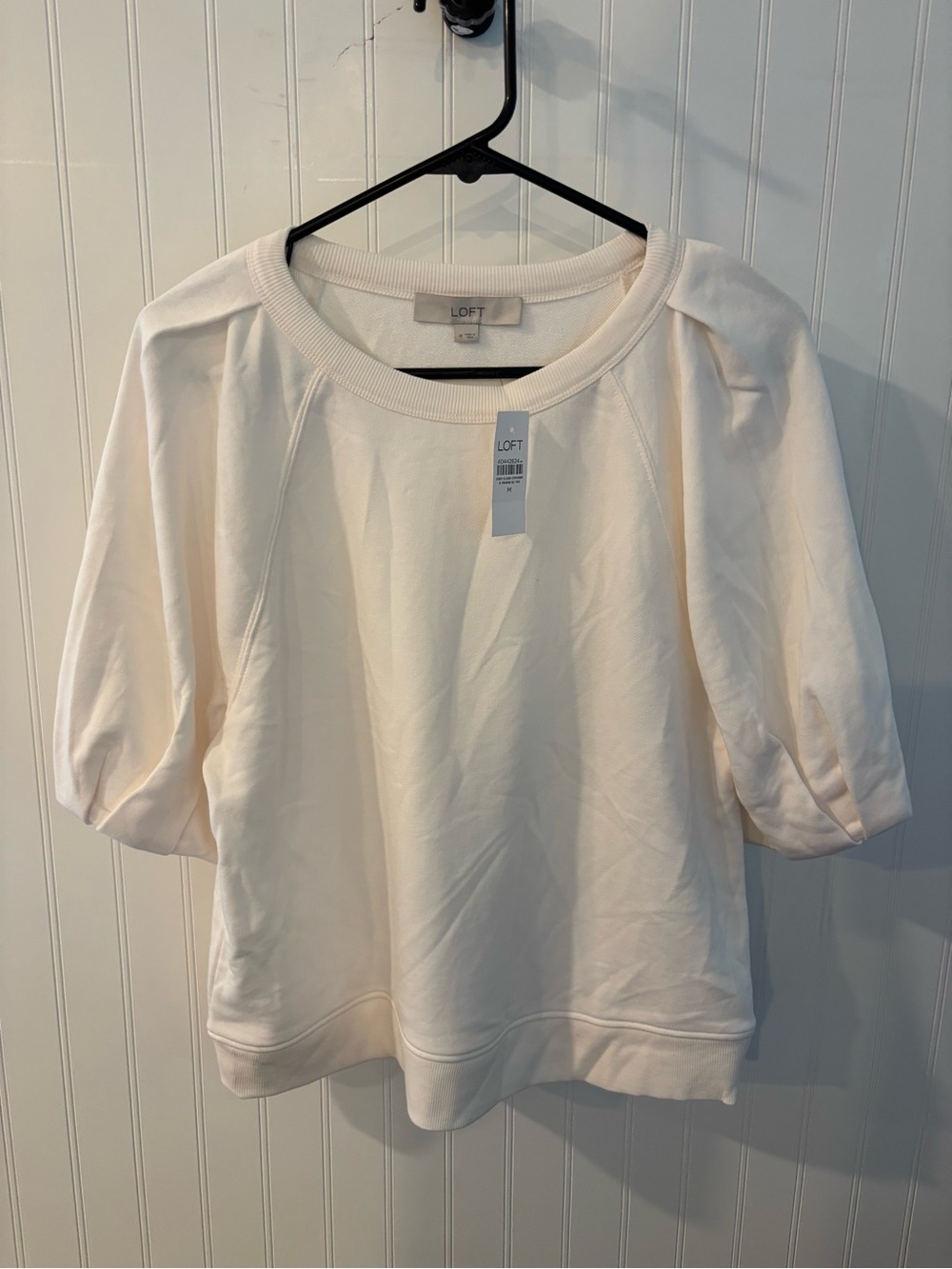 LOFT Cream Puff-Sleeve Sweatshirt Top